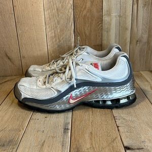 Nike Women's Reax Run 5 White, Grey, and Pink Running Sneakers